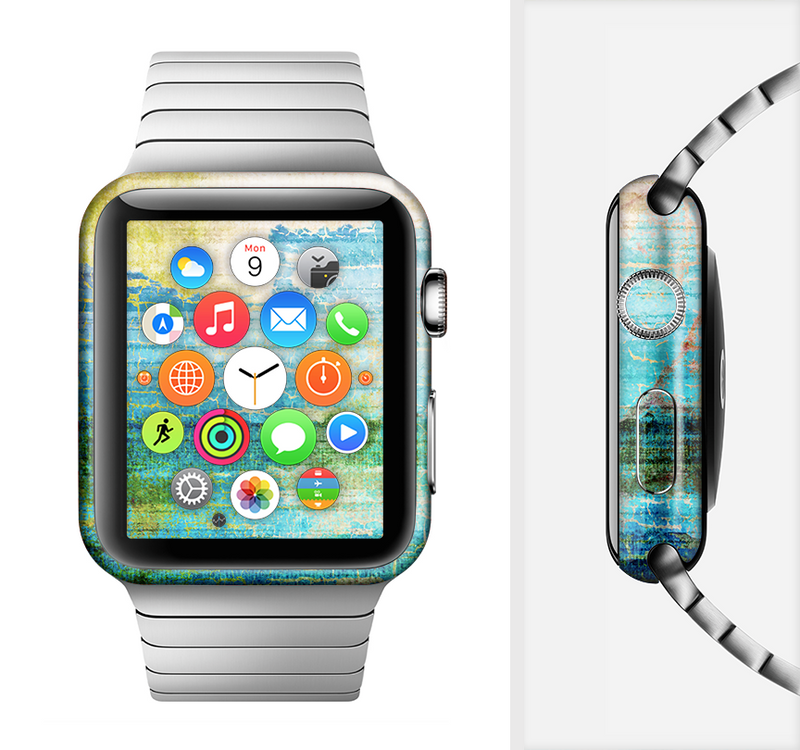 The Faded and Cracked Green Paint Full-Body Skin Set for the Apple Watch