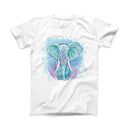 The Flourished Blue & Purple Sacred Elephant ink-Fuzed Front Spot Graphic Unisex Soft-Fitted Tee Shirt