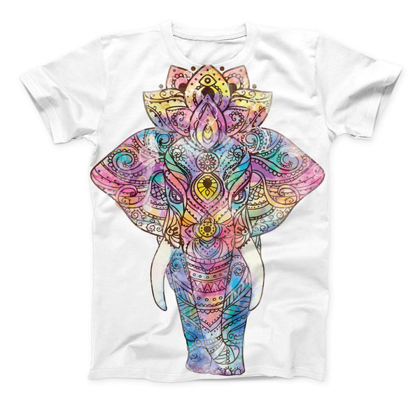 The Flourished Sacred Elephant ink-Fuzed Unisex All Over Full-Printed Fitted Tee Shirt