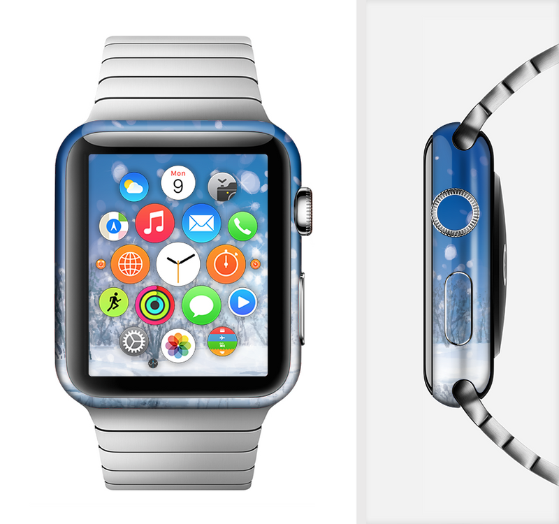 The Frozen Snowfall Pond Full-Body Skin Set for the Apple Watch