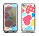 The Fun Colored Heart Patches Apple iPhone 5-5s LifeProof Nuud Case Skin Set