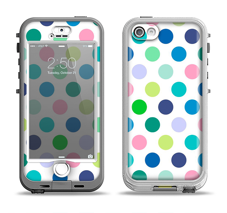 The Fun Colored Vector Polka Dots Apple iPhone 5-5s LifeProof Nuud Case Skin Set