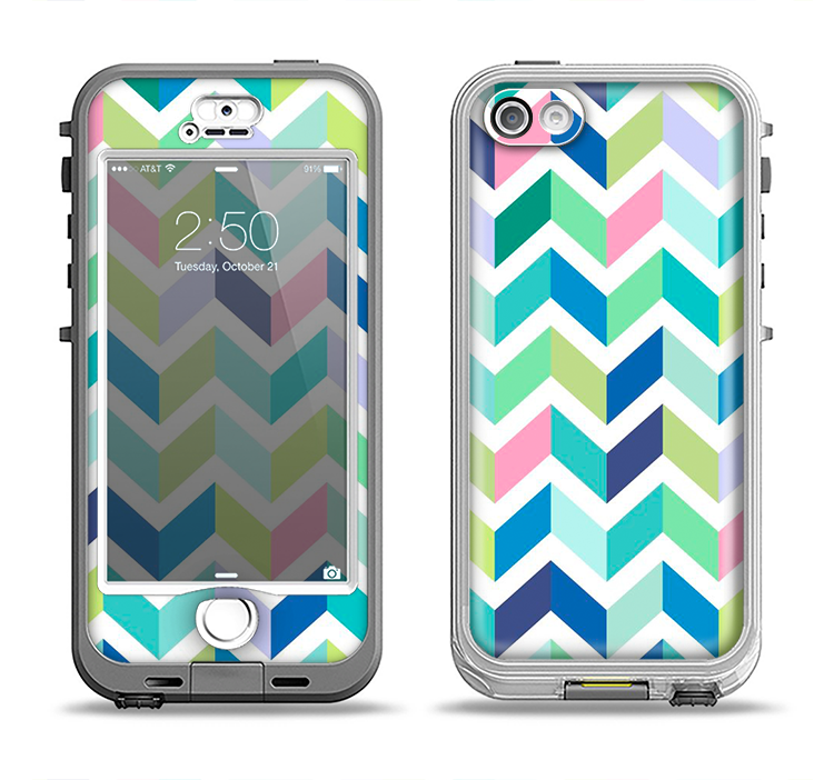 The Fun Colored Vector Segmented Chevron Pattern Apple iPhone 5-5s LifeProof Nuud Case Skin Set