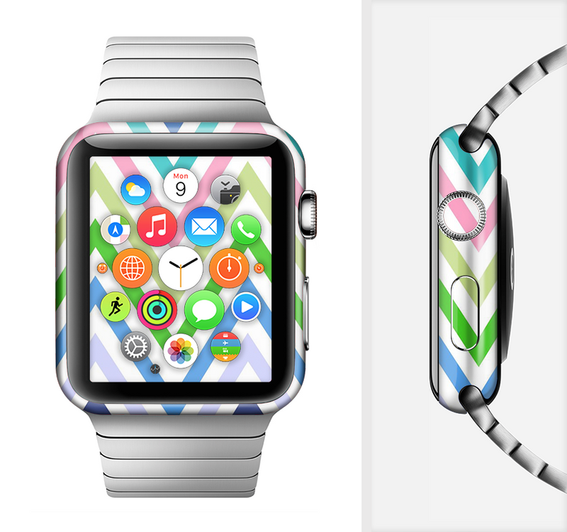 The Fun Colored Vector Sharp Chevron Pattern Full-Body Skin Set for the Apple Watch