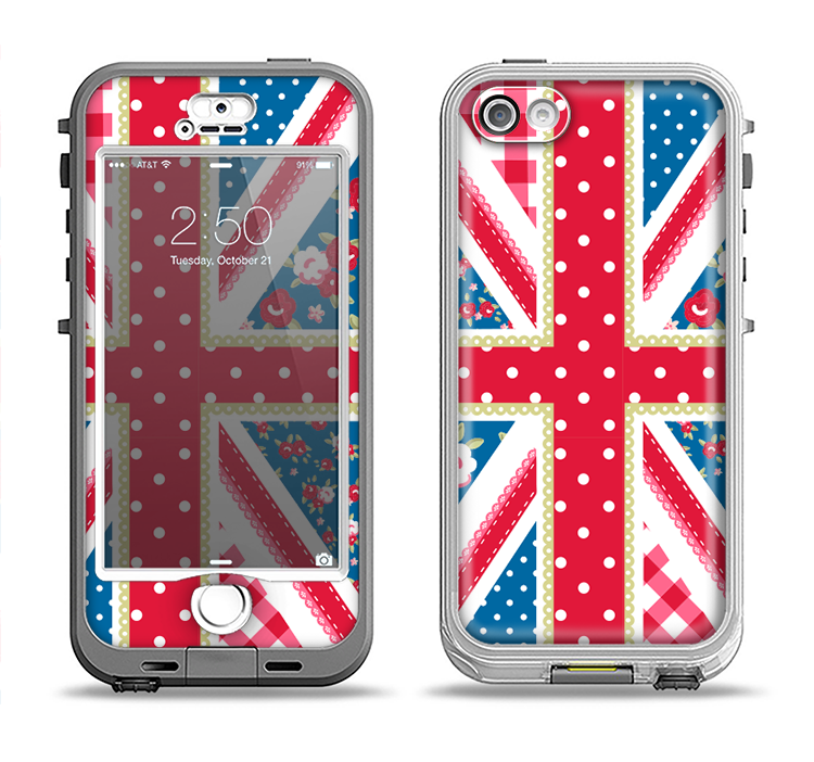The Fun Styled Vector London England Flag Apple iPhone 5-5s LifeProof Nuud Case Skin Set