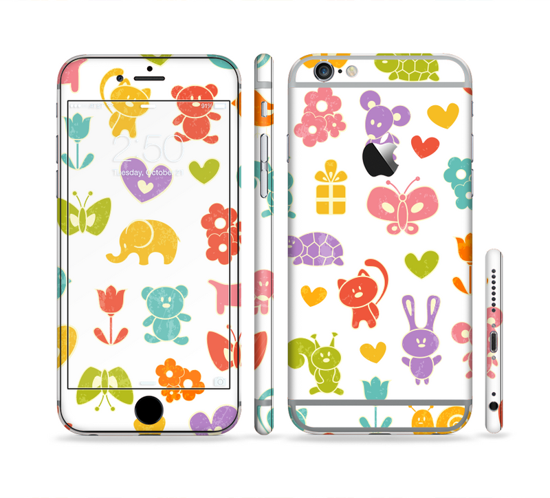 The Furry Fun-Colored Critters Pattern Sectioned Skin Series for the Apple iPhone 6/6s Plus