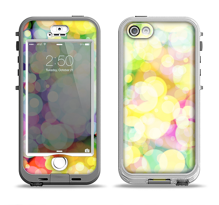 The Glistening Colorful Unfocused Circle Space Apple iPhone 5-5s LifeProof Nuud Case Skin Set