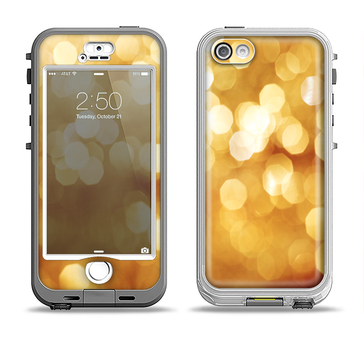 The Glistening Golden Unfocused Light Speckles Apple iPhone 5-5s LifeProof Nuud Case Skin Set
