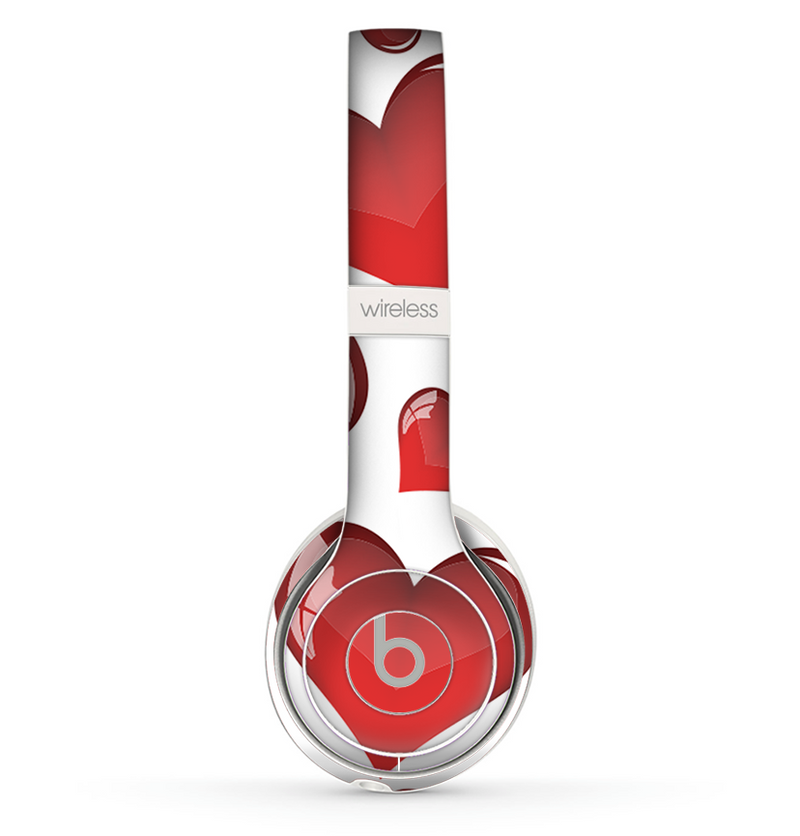 The Glossy Red 3D Love Hearts Skin Set for the Beats by Dre Solo 2 Wireless Headphones