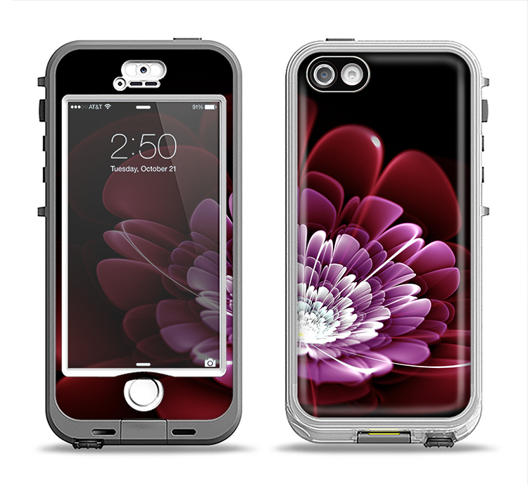 The Glowing Abstract Flower Apple iPhone 5-5s LifeProof Nuud Case Skin Set