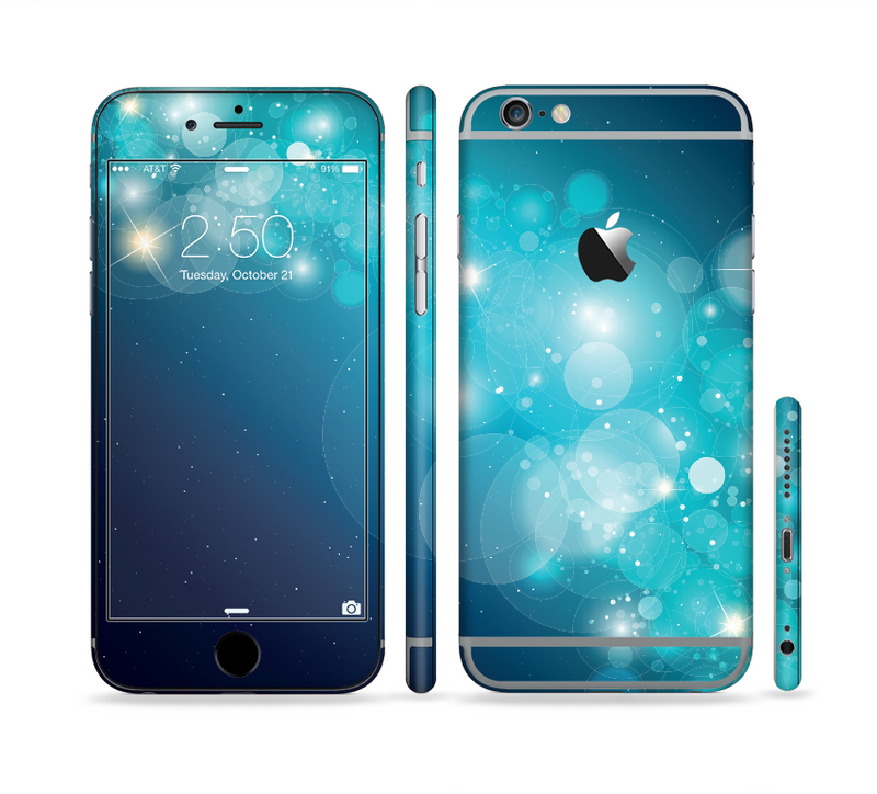 The Glowing Blue & Teal Translucent Circles Sectioned Skin Series for the Apple iPhone 6/6s Plus