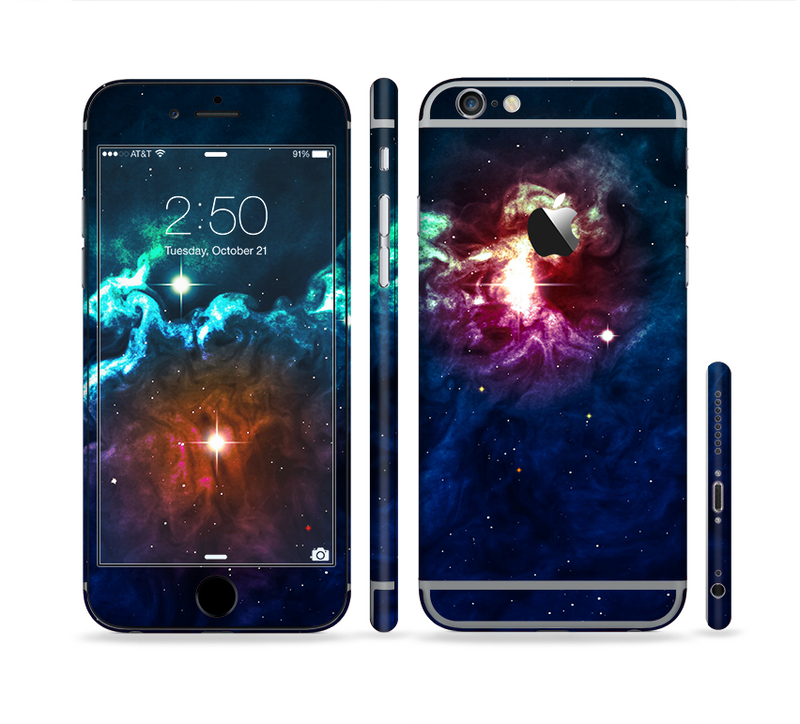 The Glowing Colorful Space Scene Sectioned Skin Series for the Apple iPhone 6/6s Plus