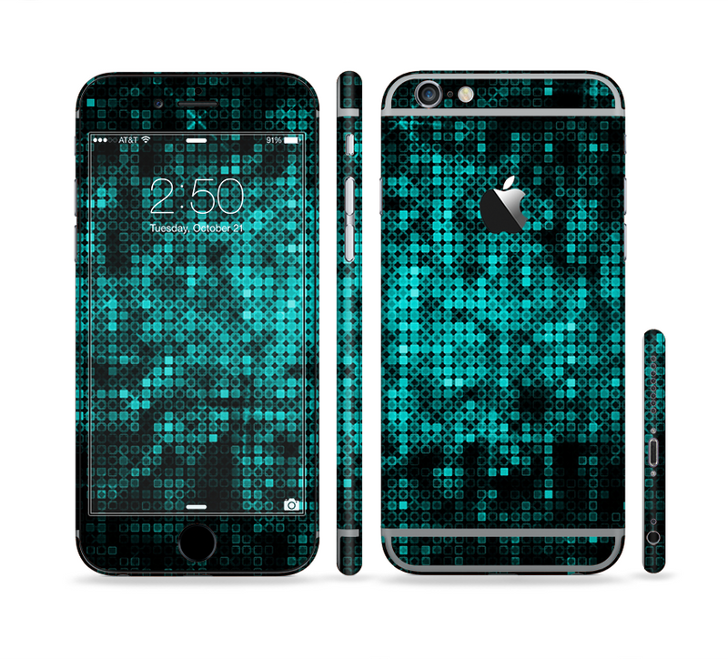 The Glowing Digital Green Dots Sectioned Skin Series for the Apple iPhone 6/6s Plus
