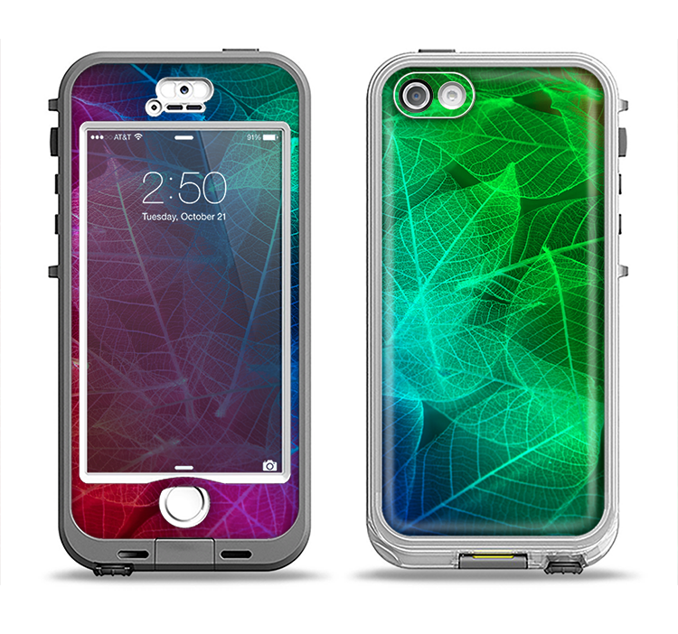 The Glowing Leaf Structure Apple iPhone 5-5s LifeProof Nuud Case Skin Set