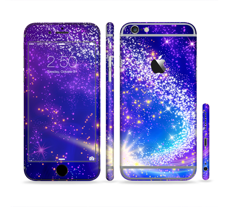The Glowing Pink & Blue Comet Sectioned Skin Series for the Apple iPhone 6/6s Plus