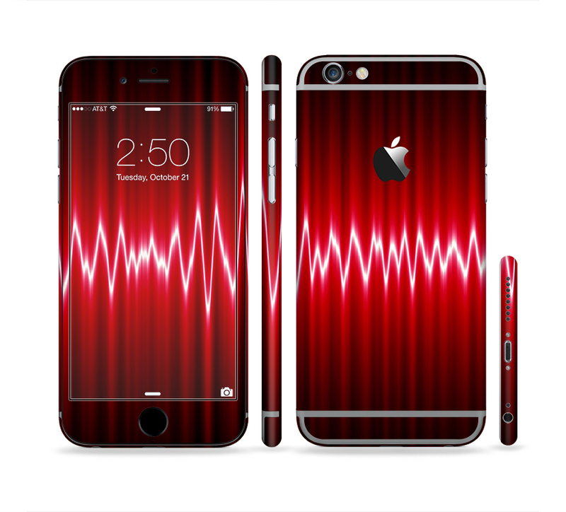 The Glowing Red Wiggly Line Sectioned Skin Series for the Apple iPhone 6/6s Plus