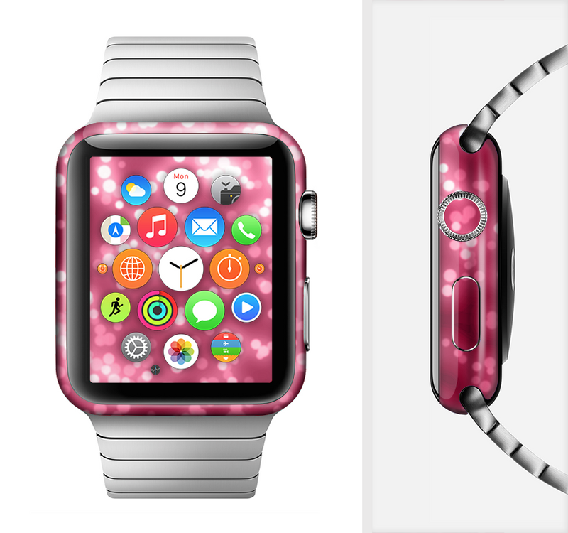 The Glowing Unfocused Pink Circles Full-Body Skin Set for the Apple Watch