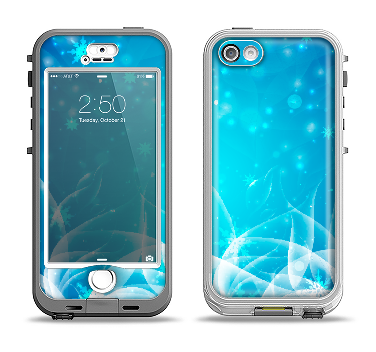 The Glowing White Snowfall Apple iPhone 5-5s LifeProof Nuud Case Skin Set