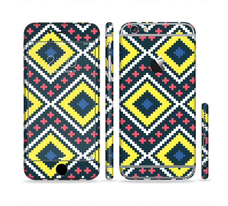 The Gold & Black Vector Plaid Sectioned Skin Series for the Apple iPhone 6/6s
