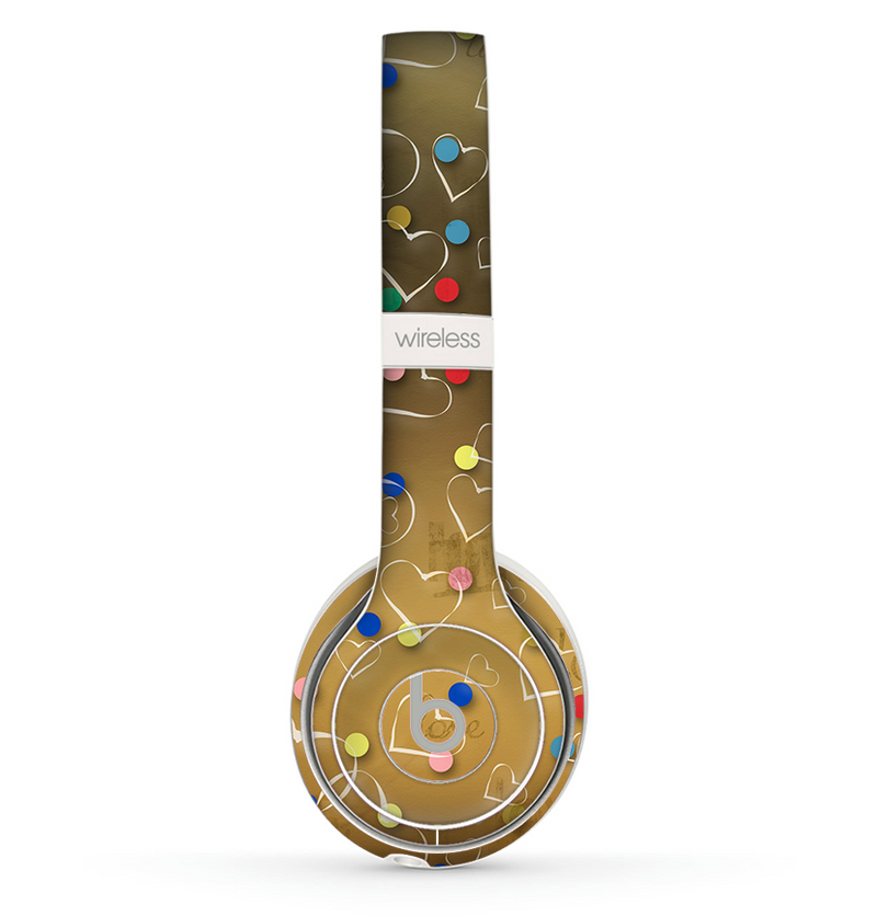 The Gold Hearts and Confetti Pattern Skin Set for the Beats by Dre Solo 2 Wireless Headphones