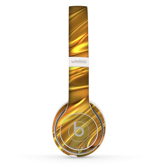 The Gold Liquid Metal Skin Set for the Beats by Dre Solo 2 Wireless Headphones