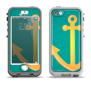 The Gold Stretched Anchor with Green Background Apple iPhone 5-5s LifeProof Nuud Case Skin Set