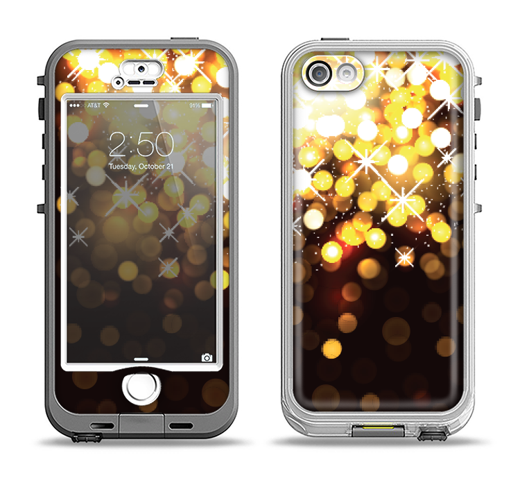 The Gold Unfocused Orbs of Light Apple iPhone 5-5s LifeProof Nuud Case Skin Set