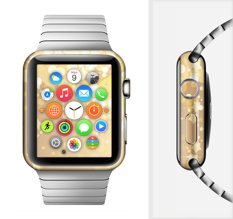 The Gold Unfocused Sparkles Full-Body Skin Set for the Apple Watch