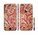 The Gold and Red Paisley Pattern Sectioned Skin Series for the Apple iPhone 6/6s