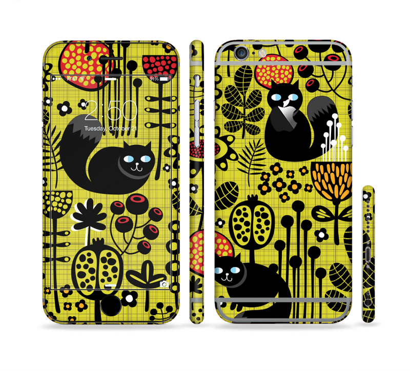 The Gold vector Fat Cat Illustration Sectioned Skin Series for the Apple iPhone 6/6s Plus