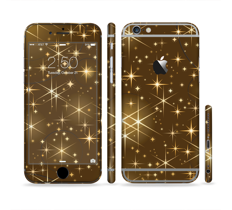 The Golden Glowing Stars Sectioned Skin Series for the Apple iPhone 6/6s Plus