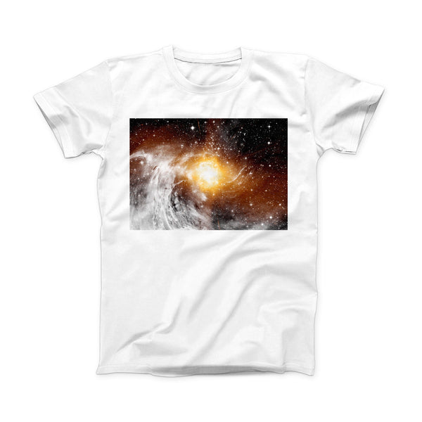 The Golden Space Swirl ink-Fuzed Front Spot Graphic Unisex Soft-Fitted Tee Shirt