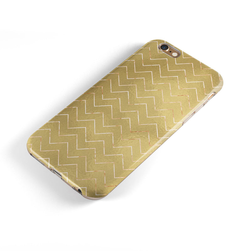 The Golden Surface with White Chevron iPhone 6/6s or 6/6s Plus 2-Piece Hybrid INK-Fuzed Case