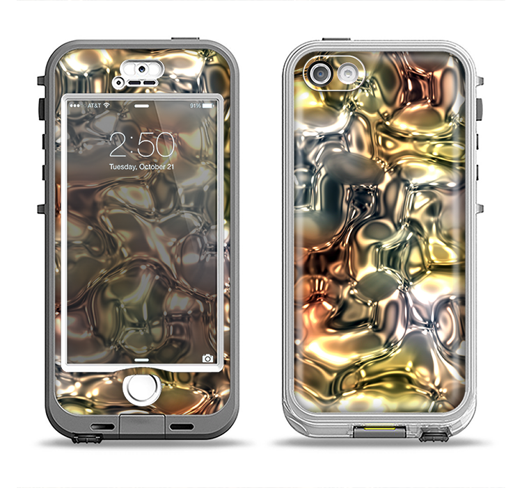 The Golden and Yellow Mercury Apple iPhone 5-5s LifeProof Nuud Case Skin Set