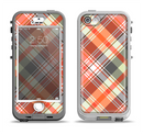 The Gray & Bright Orange Plaid Layered Pattern V5 Apple iPhone 5-5s LifeProof Nuud Case Skin Set