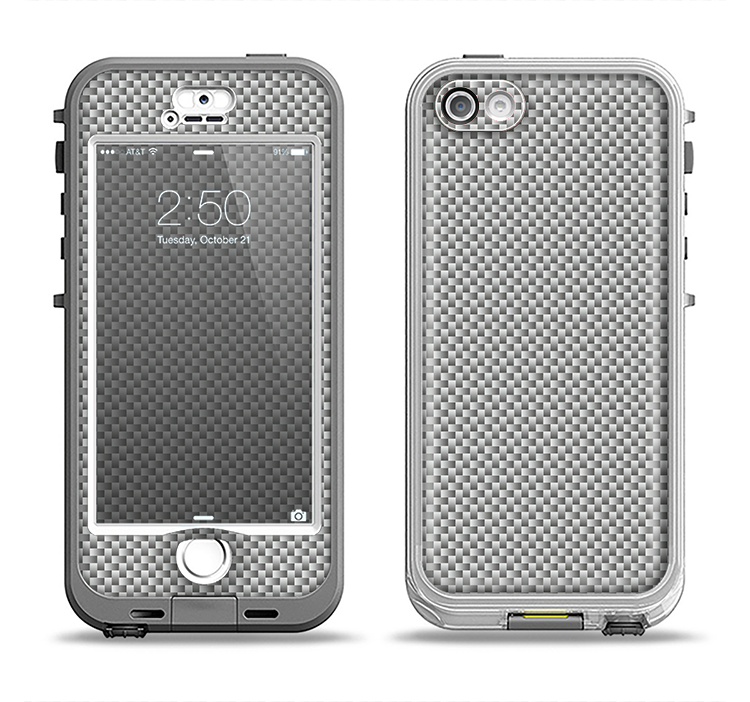 The Gray Carbon FIber Pattern Apple iPhone 5-5s LifeProof Nuud Case Skin Set