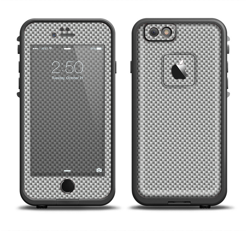 The Gray Carbon FIber Pattern Apple iPhone 6/6s LifeProof Fre Case Skin Set