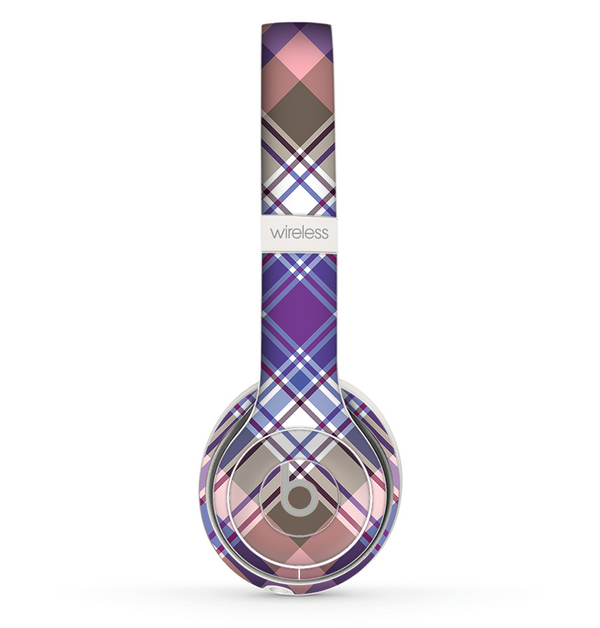 The Gray & Purple Plaid Layered Pattern V5 Skin Set for the Beats by Dre Solo 2 Wireless Headphones