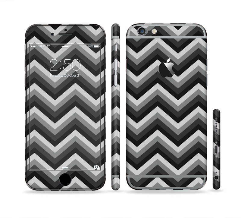 The Gray Toned Layered CHevron Pattern Sectioned Skin Series for the Apple iPhone 6/6s Plus