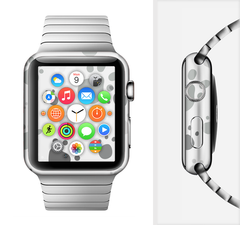 The Gray & White Large Paw Prints Full-Body Skin Set for the Apple Watch