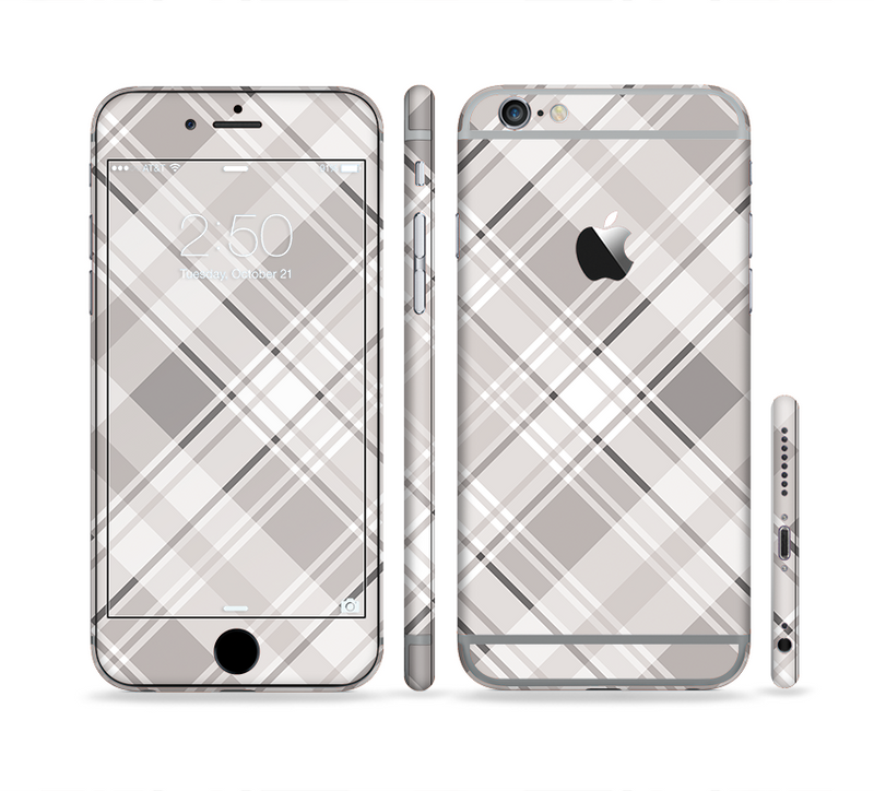 The Gray & White Plaid Layered Pattern V5 Sectioned Skin Series for the Apple iPhone 6/6s Plus