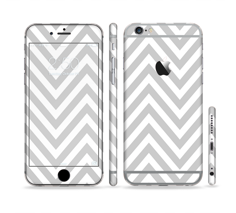 The Gray & White Sharp Chevron Pattern Sectioned Skin Series for the Apple iPhone 6/6s Plus