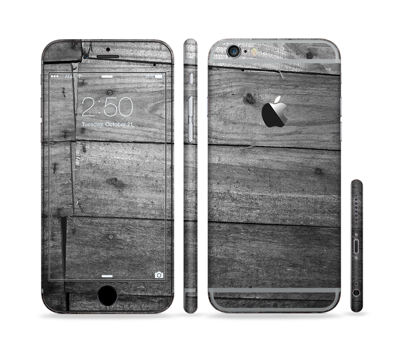 The Gray Worn Wooden Planks Sectioned Skin Series for the Apple iPhone 6/6s Plus