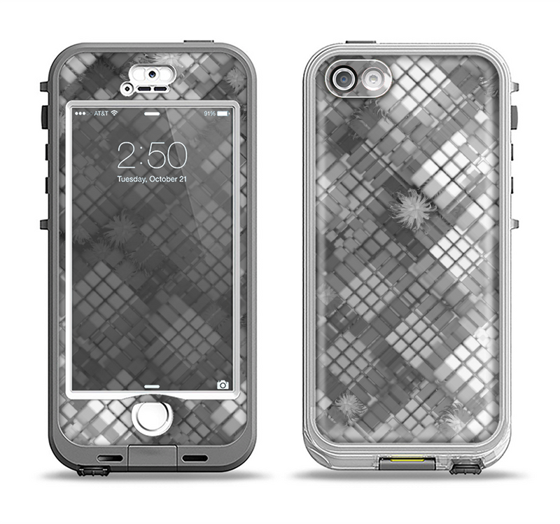 The Graycale Layer Checkered Pattern Apple iPhone 5-5s LifeProof Nuud Case Skin Set