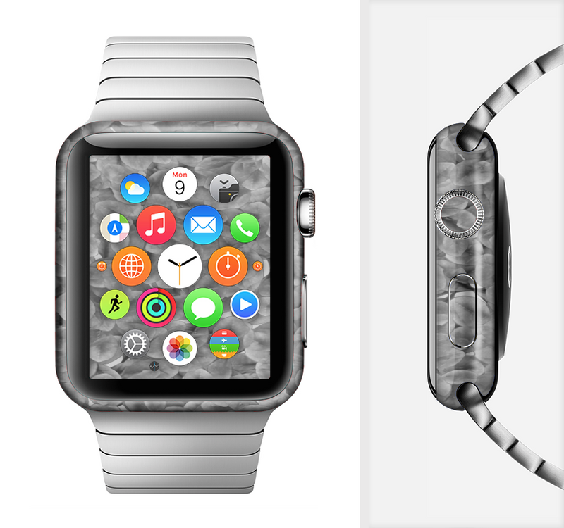 The Grayscale Flower Petals Full-Body Skin Set for the Apple Watch