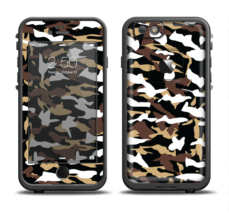 The Green-Tan & White Traditional Camouflage Apple iPhone 6/6s LifeProof Fre Case Skin Set