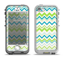 The Green & Blue Leveled Chevron Pattern Apple iPhone 5-5s LifeProof Nuud Case Skin Set