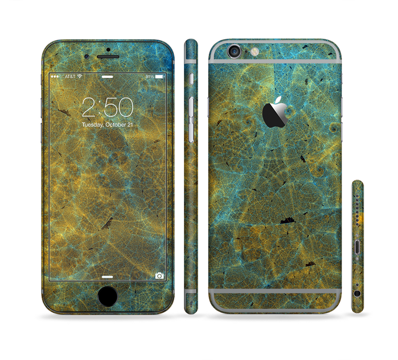 The Green, Blue and Brown Water Texture Sectioned Skin Series for the Apple iPhone 6/6s