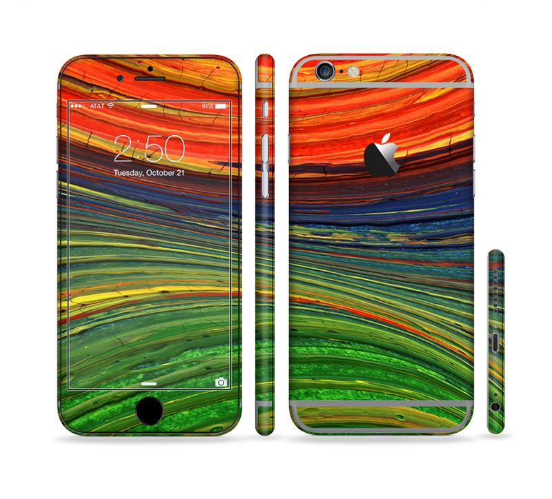 The Green, Blue and Red Painted Oil Waves Sectioned Skin Series for the Apple iPhone 6/6s Plus
