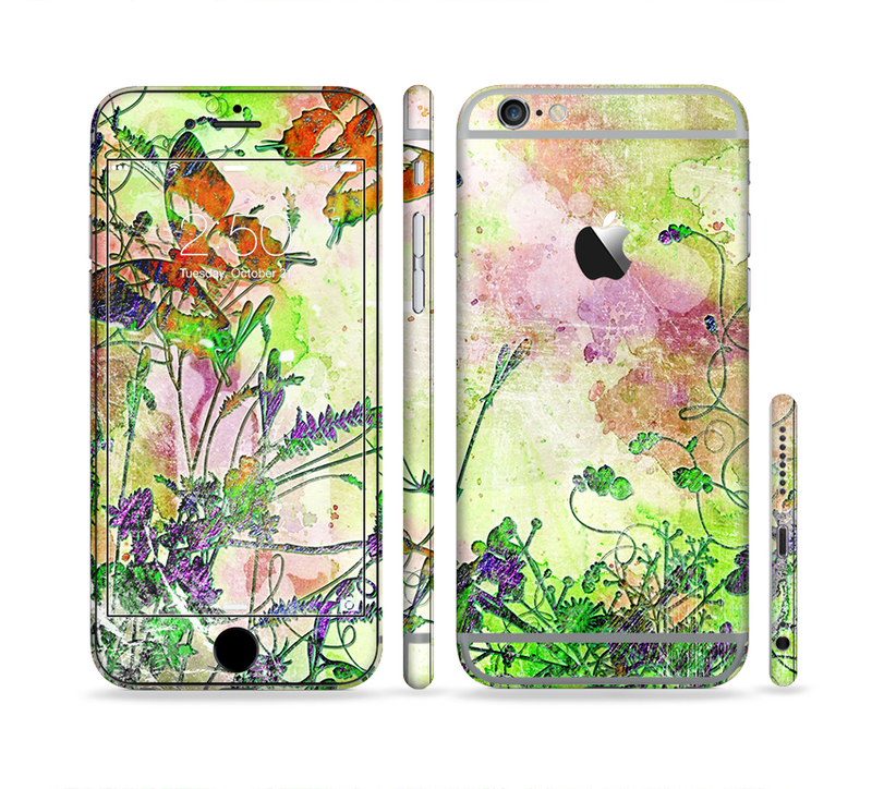 The Green Bright Watercolor Floral Sectioned Skin Series for the Apple iPhone 6/6s